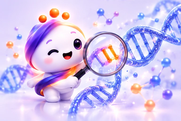 Geni inspecting a DNA mutation